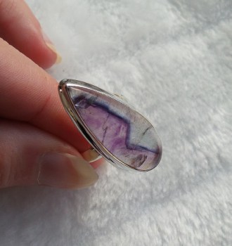 Zilveren ring gezet met Blue John ring maat 18.5 mm